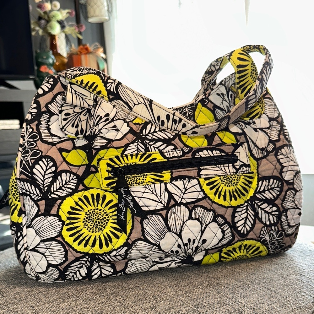 Vera Bradley Citron Pattern Emily Satchel Designer Triple Compartment EUC 2014